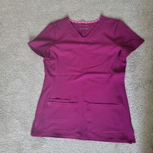 Heartsoul Wine Scrub Top- S